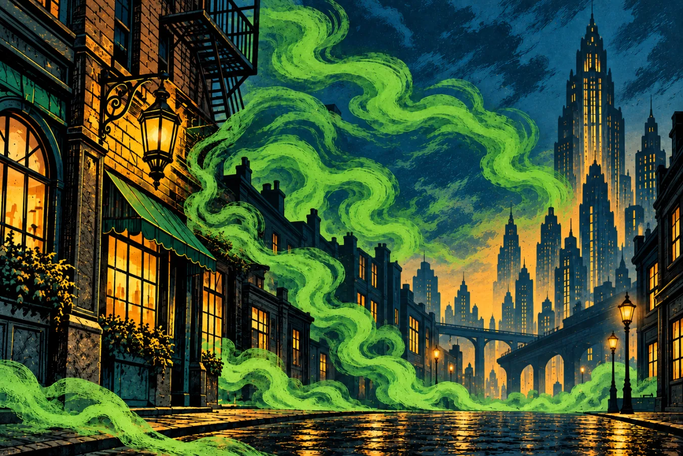 Portada de Poison Escape Room con Gotham y humo verde